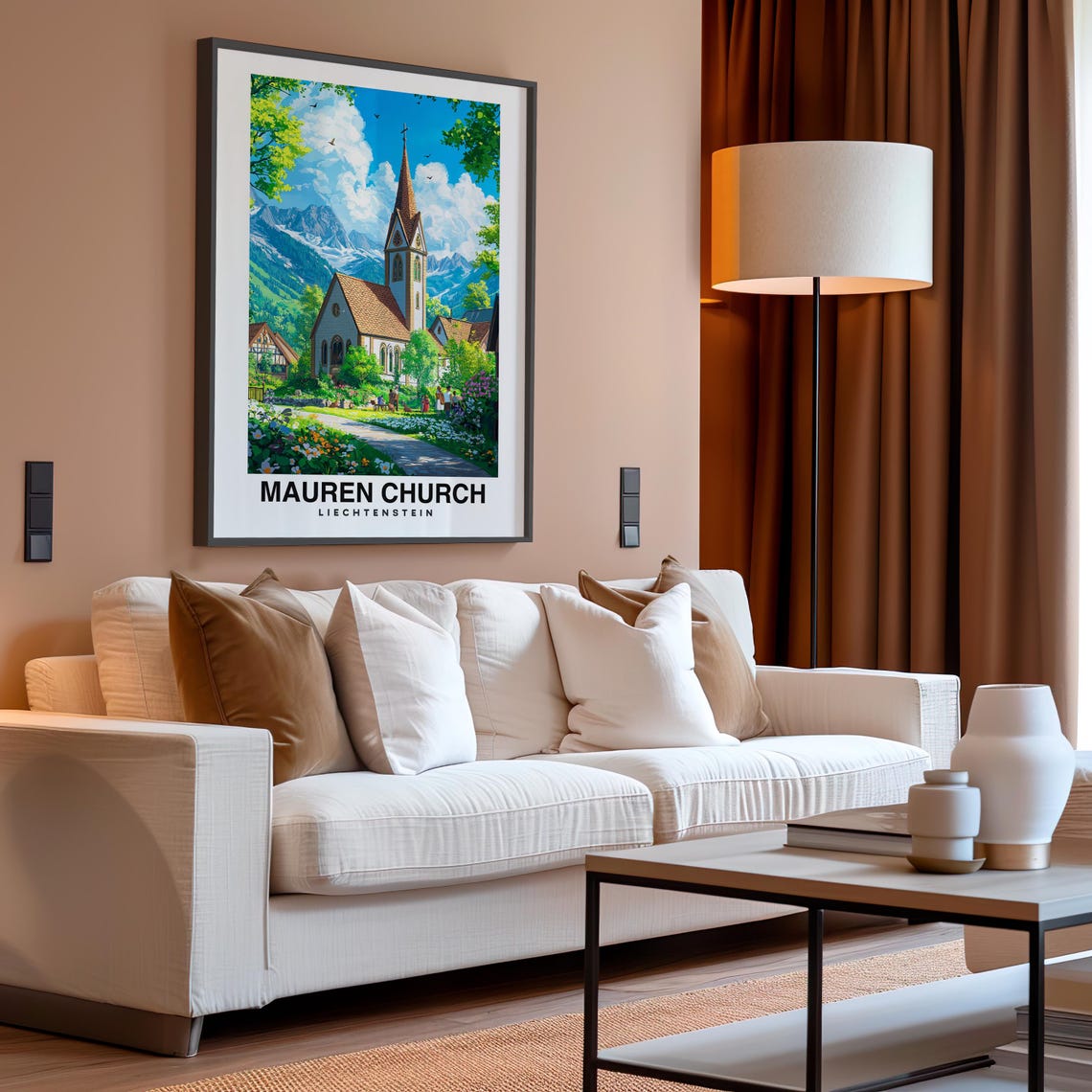 Mauren Church Travel Print Wall Art Mauren Liechtenstein City Print Mauren Church Travel Gift Mauren Church Poster - Image 4