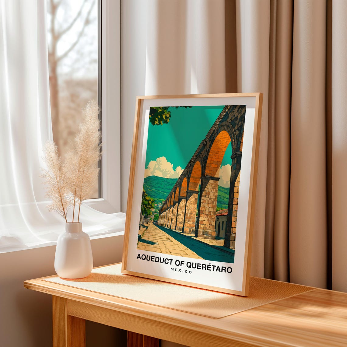 Aqueduct Of Quertaro Travel Print Wall Art Quertaro Mexico City Print Aqueduct Of Quertaro Travel Gift Wall Art - Image 3