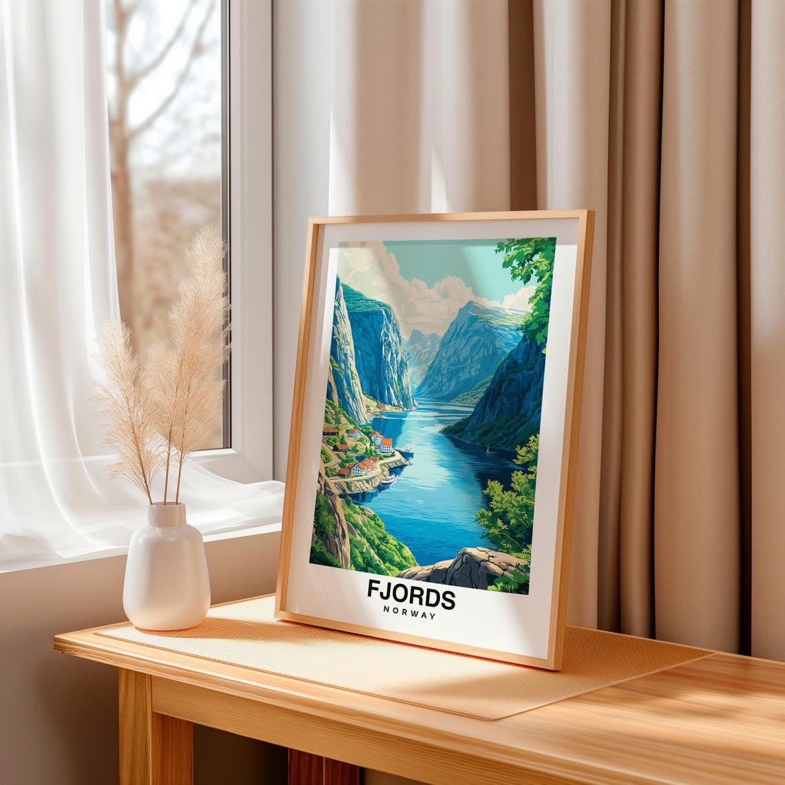 Fjords Norway Travel Print Wall Art Fjords Norway City Print Fjords Norway Travel Gift Fjords Norway Poster - Image 3