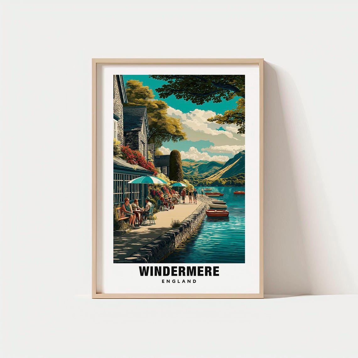 Windermere England Lakeside Promenade Boats Lake District Poster