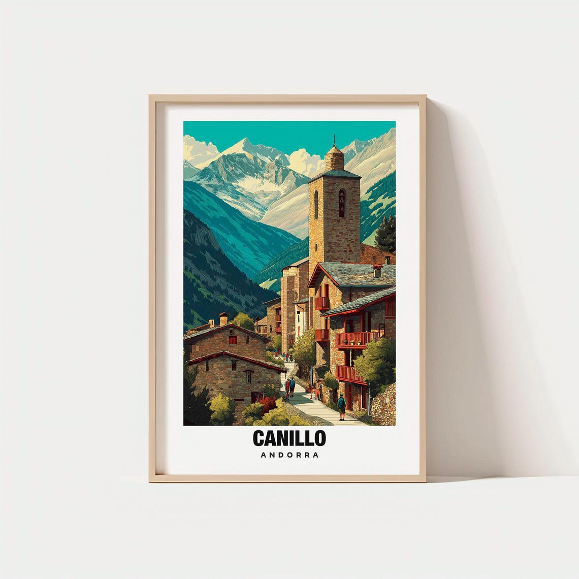 Canillo Andorra Snowy Pyrenees Alpine Village Winter Travel Poster