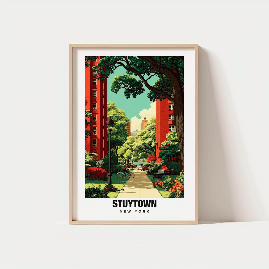 Stuytown New York City Leafy Garden Courtyard Oasis Retreat Poster