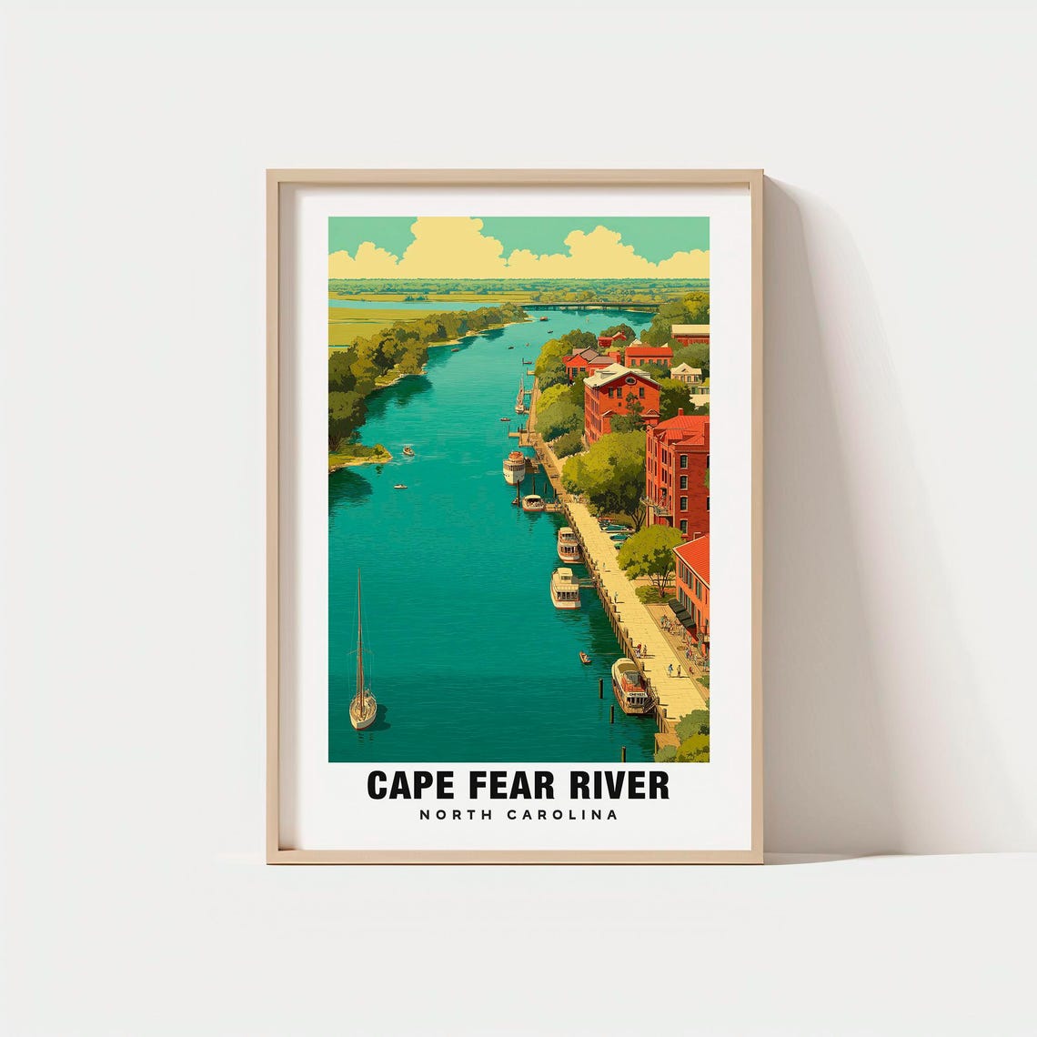 Cape Fear River North Carolina Aerial Boats Waterfront Poster