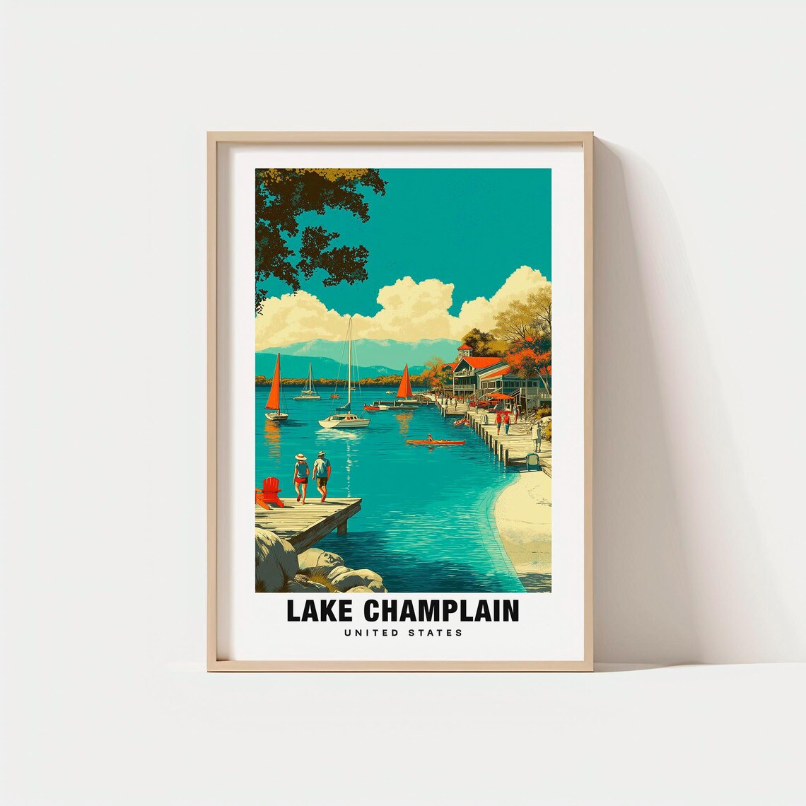 Lake Champlain United States Sailboats and Lakeside Marina Poster