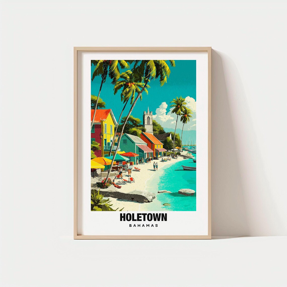 Holetown Bahamas Caribbean Beach Colorful Town Church Shore Poster