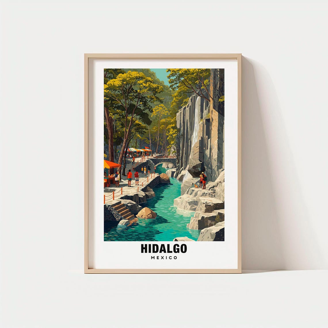 Hidalgo Mexico Canyon River Hiking Cliffs Turquoise Water Poster
