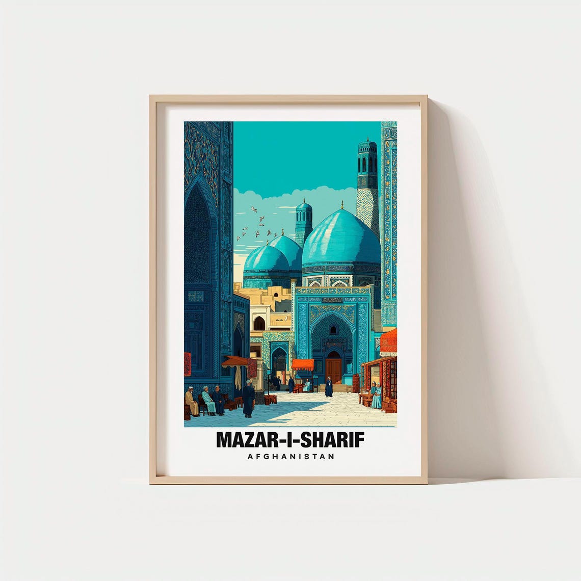 Mazar I Sharif Afghanistan Blue Mosque Turquoise Domes Islamic Poster