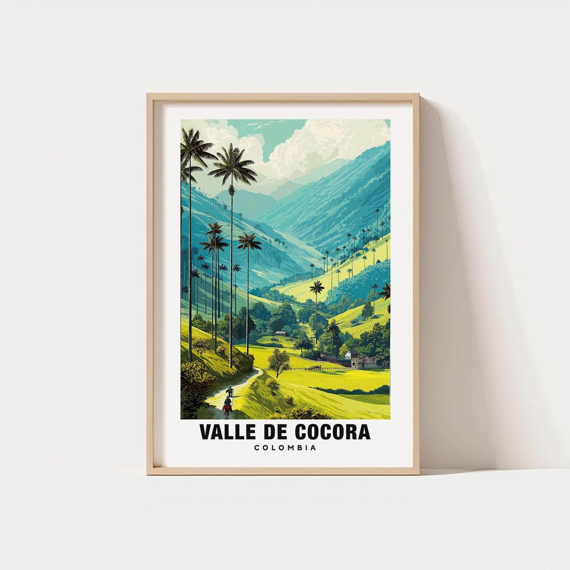 Valle de Cocora Colombia Vintage Green Valley Wax Palm Travel Poster