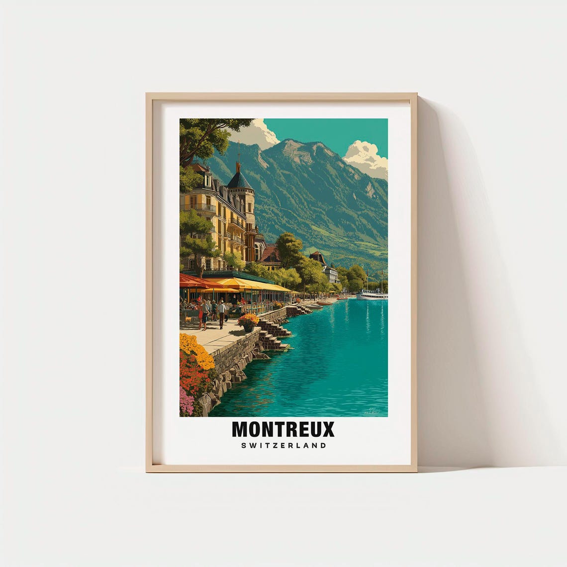 Montreux Switzerland Lake Geneva Alpine Promenade Travel Poster