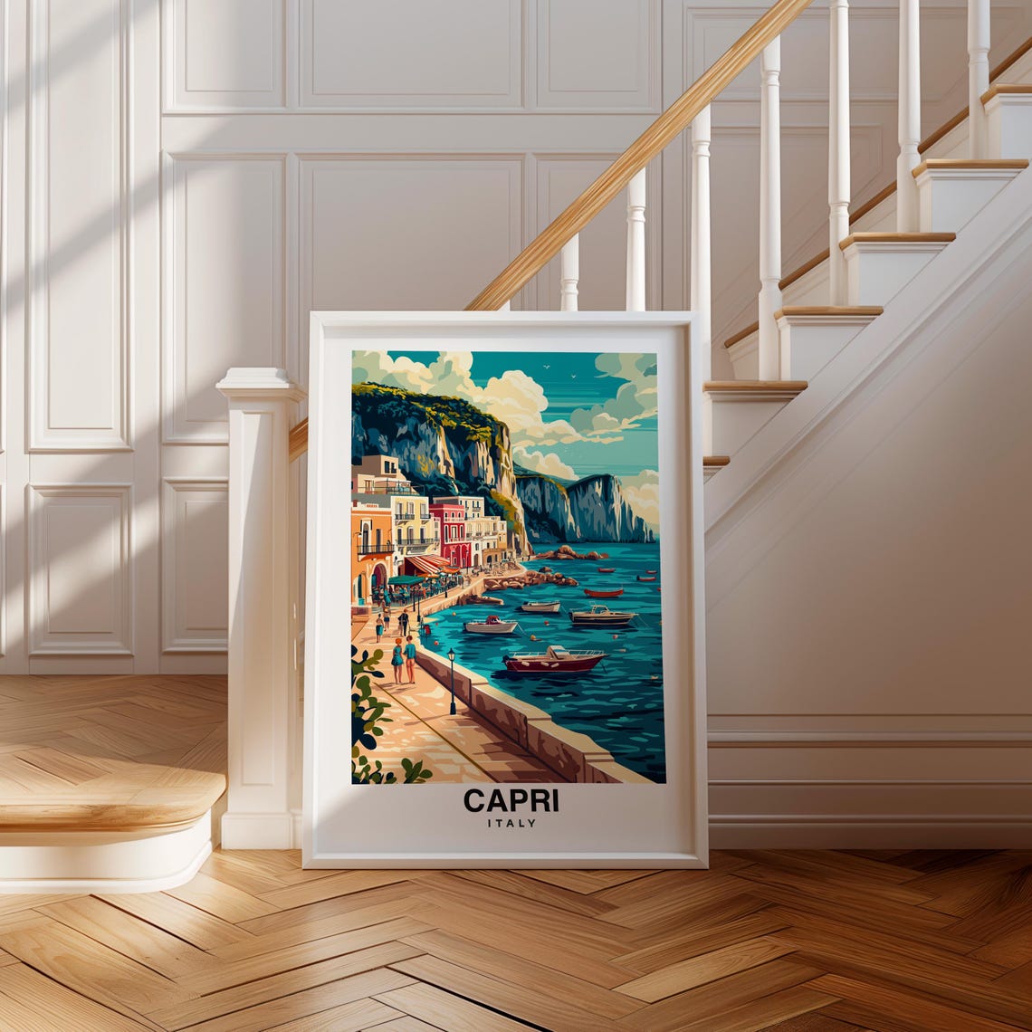 Capri Print Italy Poster Travel Wall Art Island Print Europe Poster Coastal Art Mediterranean Decor Scenic Print Travel Poster