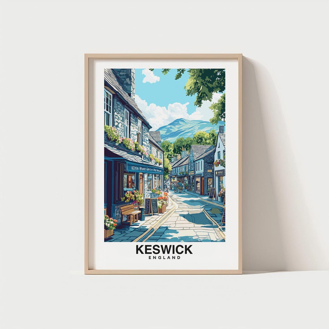Keswick Lake District Travel Print Wall Art Keswick Lake District City Print Keswick Lake District Travel Gift Keswick Travel Gift