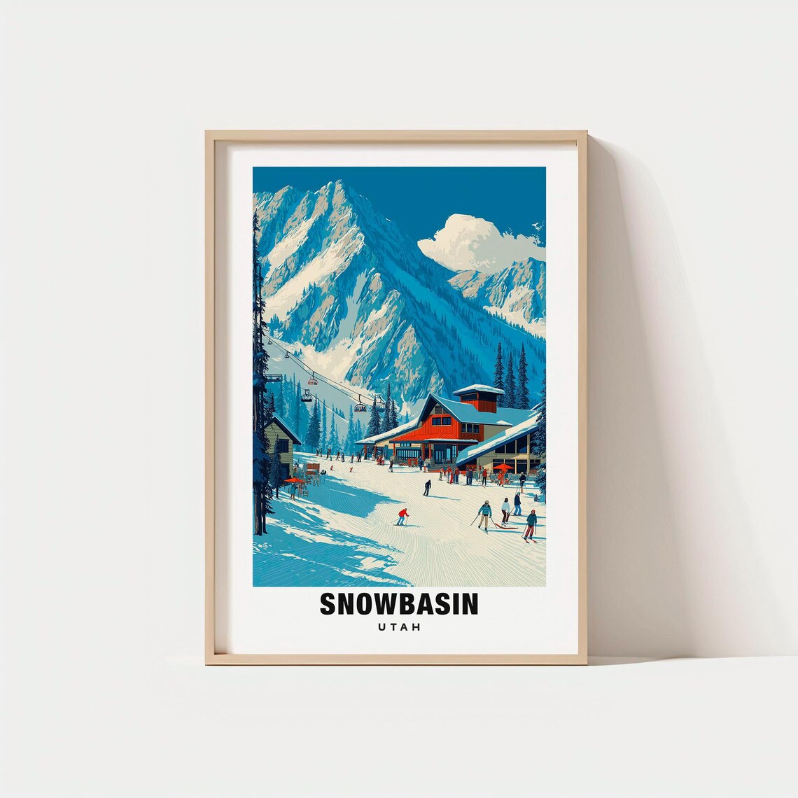 Snowbasin Utah Ski Resort Lodge Powder Peak Winter Slopes Travel Poster