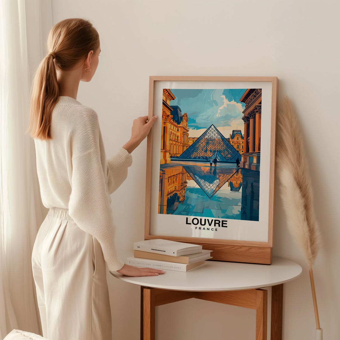 Louvre Print France Poster Travel Wall Art Scenic View Glass Pyramid Historic Landmark Paris Icon Museum Decor Travel Poster - Image 2