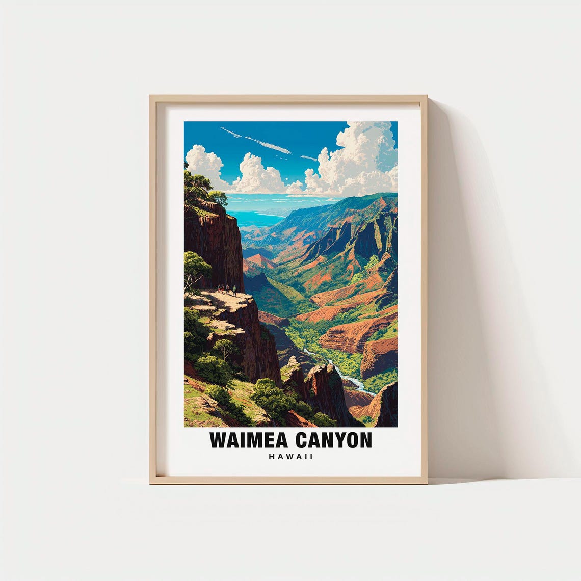 Waimea Canyon Hawaii Grand Red Rock Valley Ocean View Poster