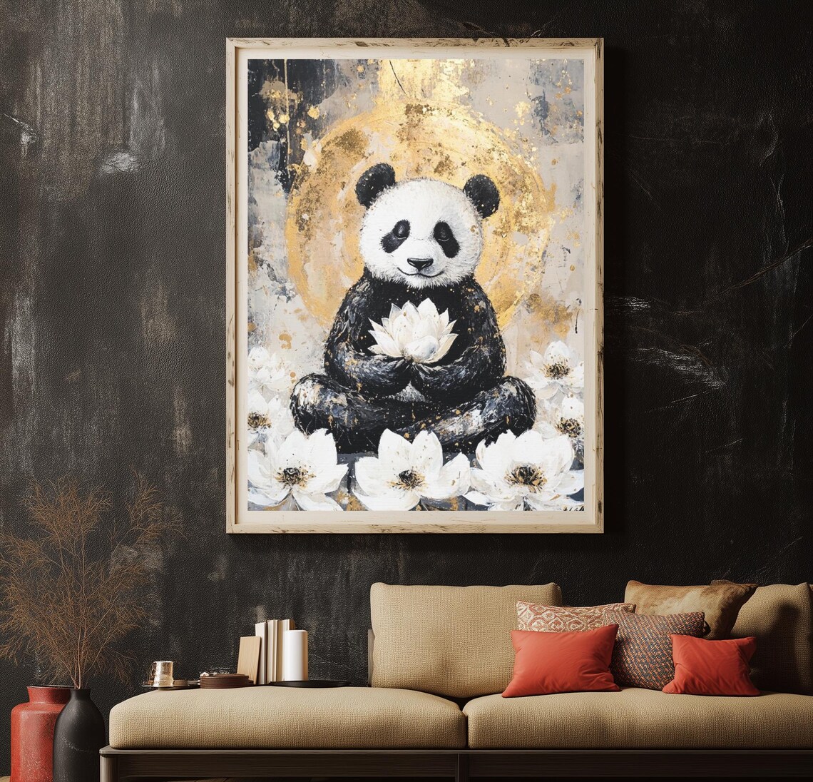 Zen Panda Art Print, Peaceful Nursery Decor