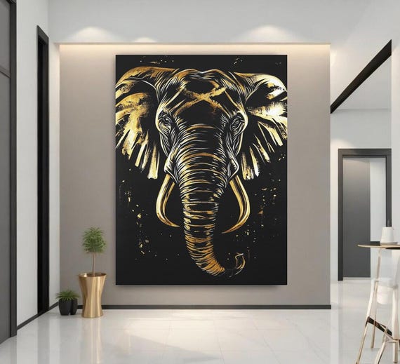 Gold Elephant Art Print, Regal Safari Decor