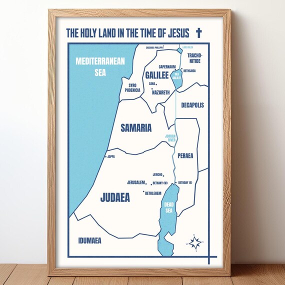 Ancient Israel Palestine Map Vintage Historical Poster