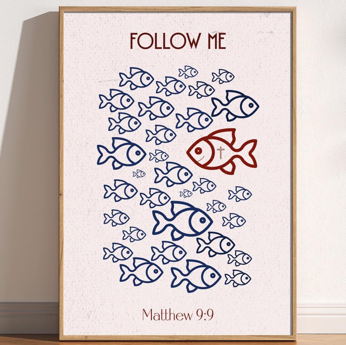 Follow Me Christian Fish Art Print, Kids Decor