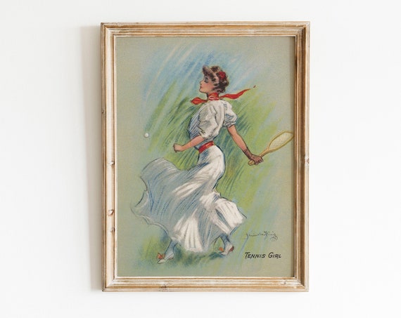 Tennis Girl Print Wall Art Vintage Home Decor Sports