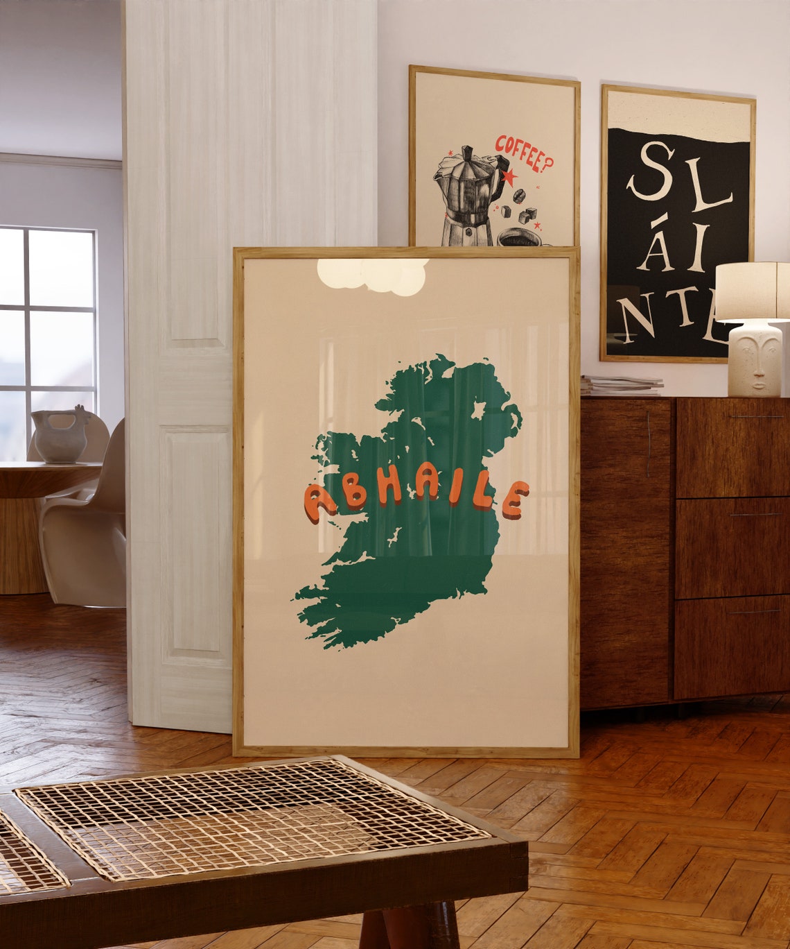 Abhaile Ireland Map Green Silhouette Gaelic Home Decor Poster - Image 6