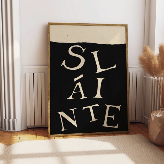 Slinte Print Irish Print Trendy Wall Art Vintage Print Funny Print Printable Wall Art Ireland Print Gaelic Print Funky Print