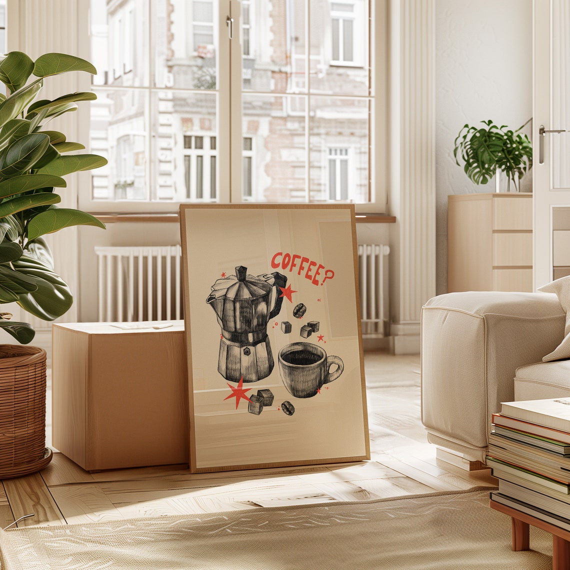 Coffee Question Moka Pot Espresso Sketch Fun Kitchen Wall Art - Image 7