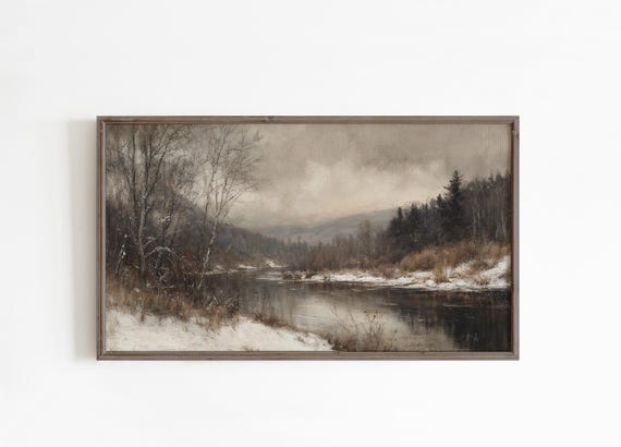 Frame Tv Art Winter Moody Landscape Painting Tv Art Rustic