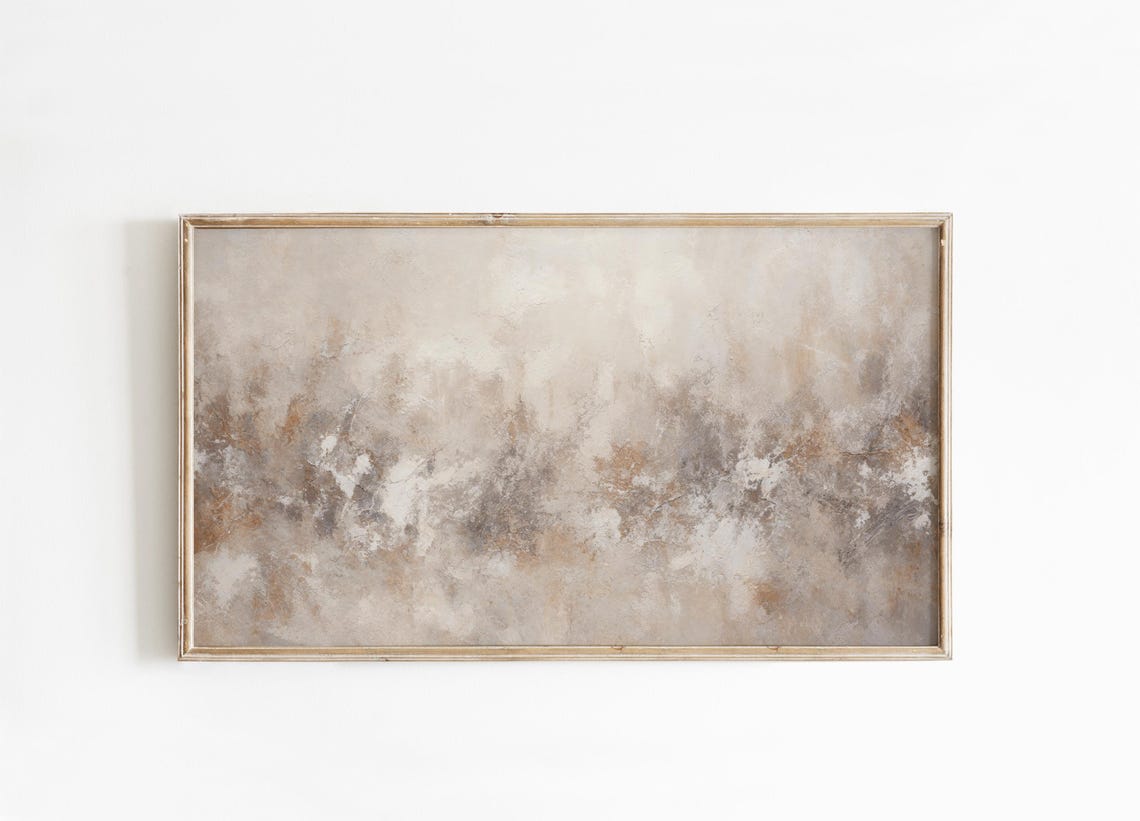 Neutral Beige Abstract Misty Texture Calm Minimalist Home Poster