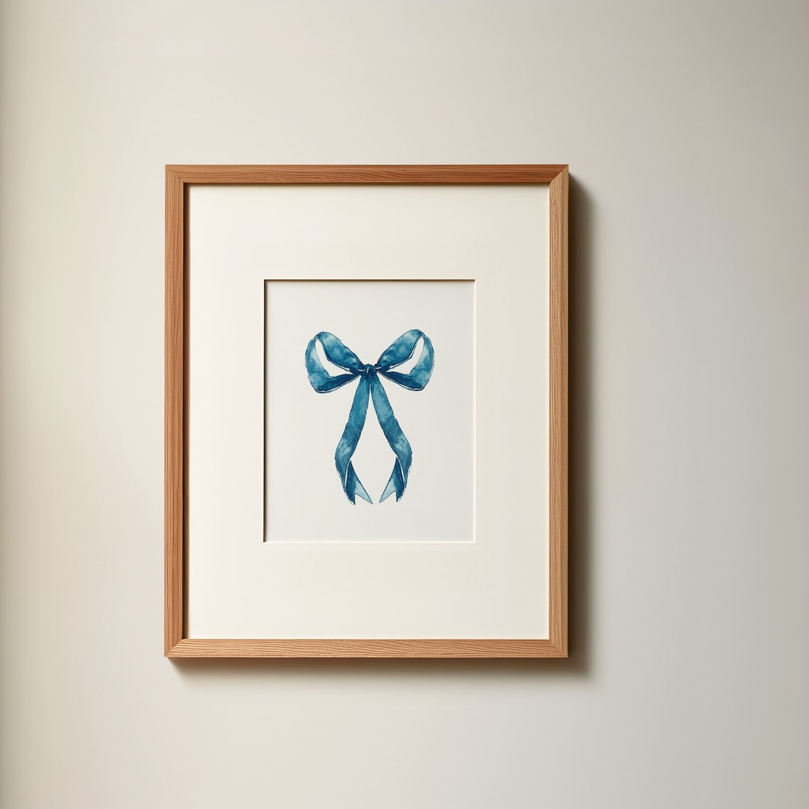 Blue Watercolor Bow Minimalist Coastal Balletcore Art Poster