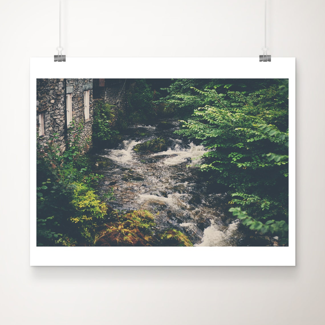 Ambleside Forest River Stream Lush Green Nature Photography Poster