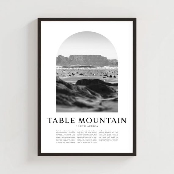 Table Mountain Travel Poster Print Wall Art South Africa City Gift Decor Af158m