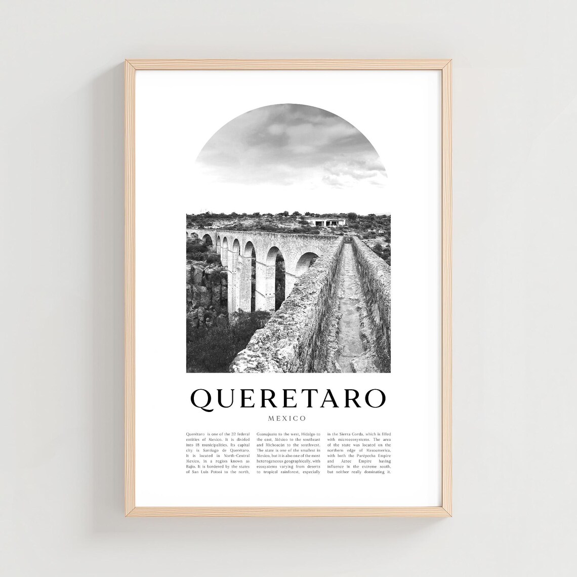 Queretaro Travel Poster Print Wall Art Mexico City Gift Decor Na231m