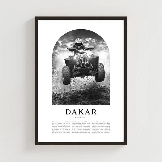 Dakar Senegal Quad Bike Mud Rider Black White Minimalist Photo Poster