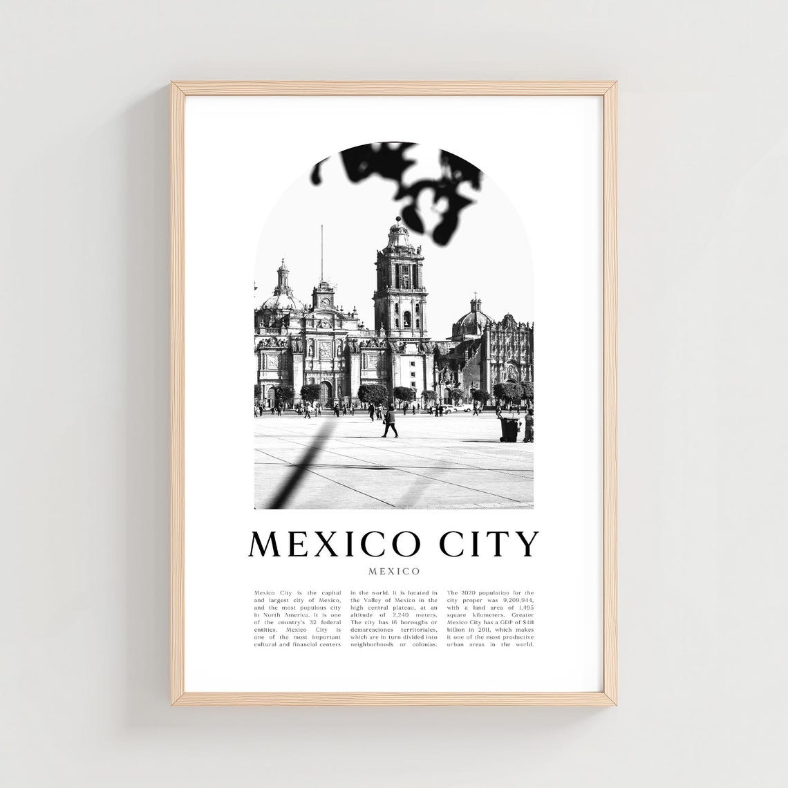 Mexico City Metropolitan Cathedral Black and White Travel Poster