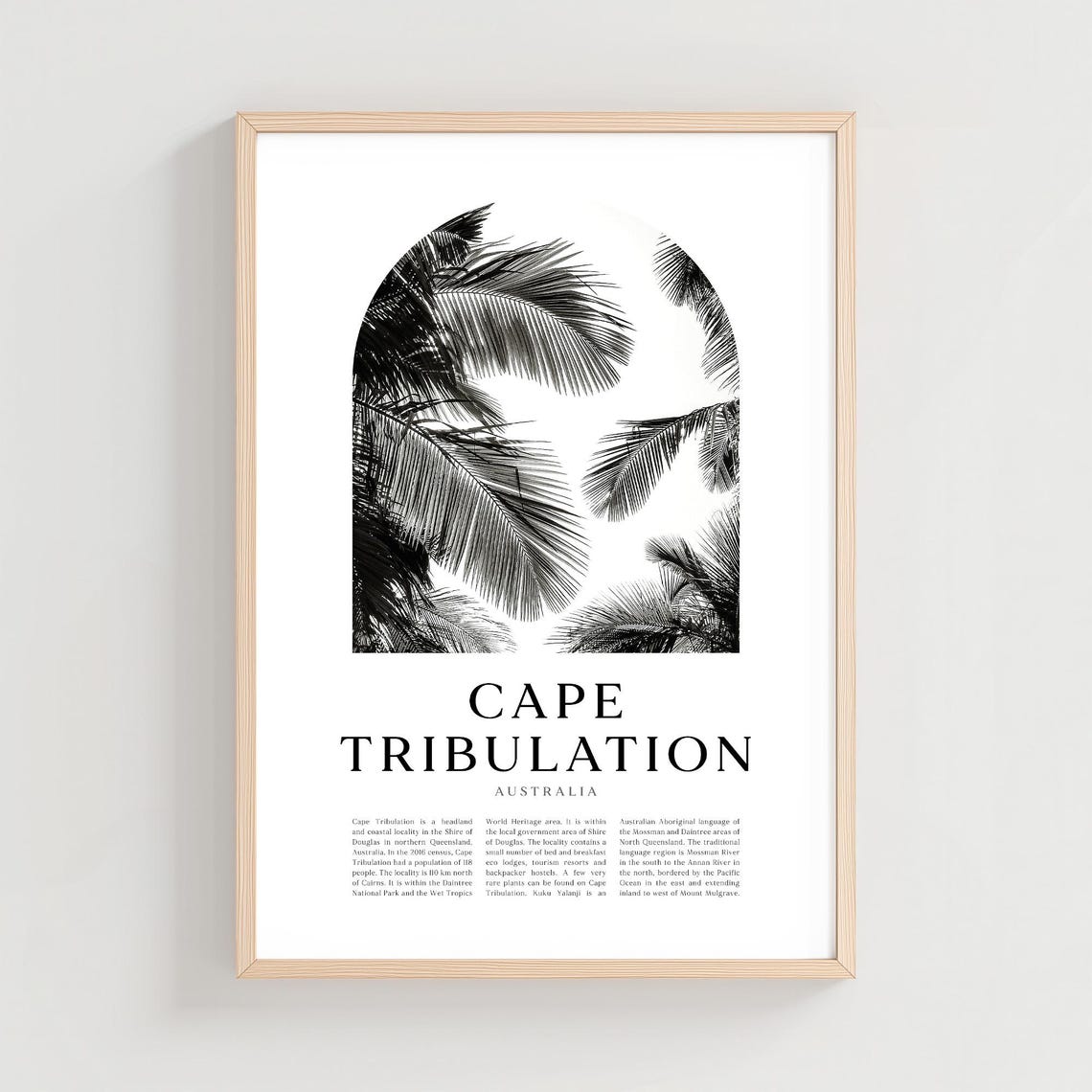Cape Tribulation Australia Palm Trees Black White Arch Poster
