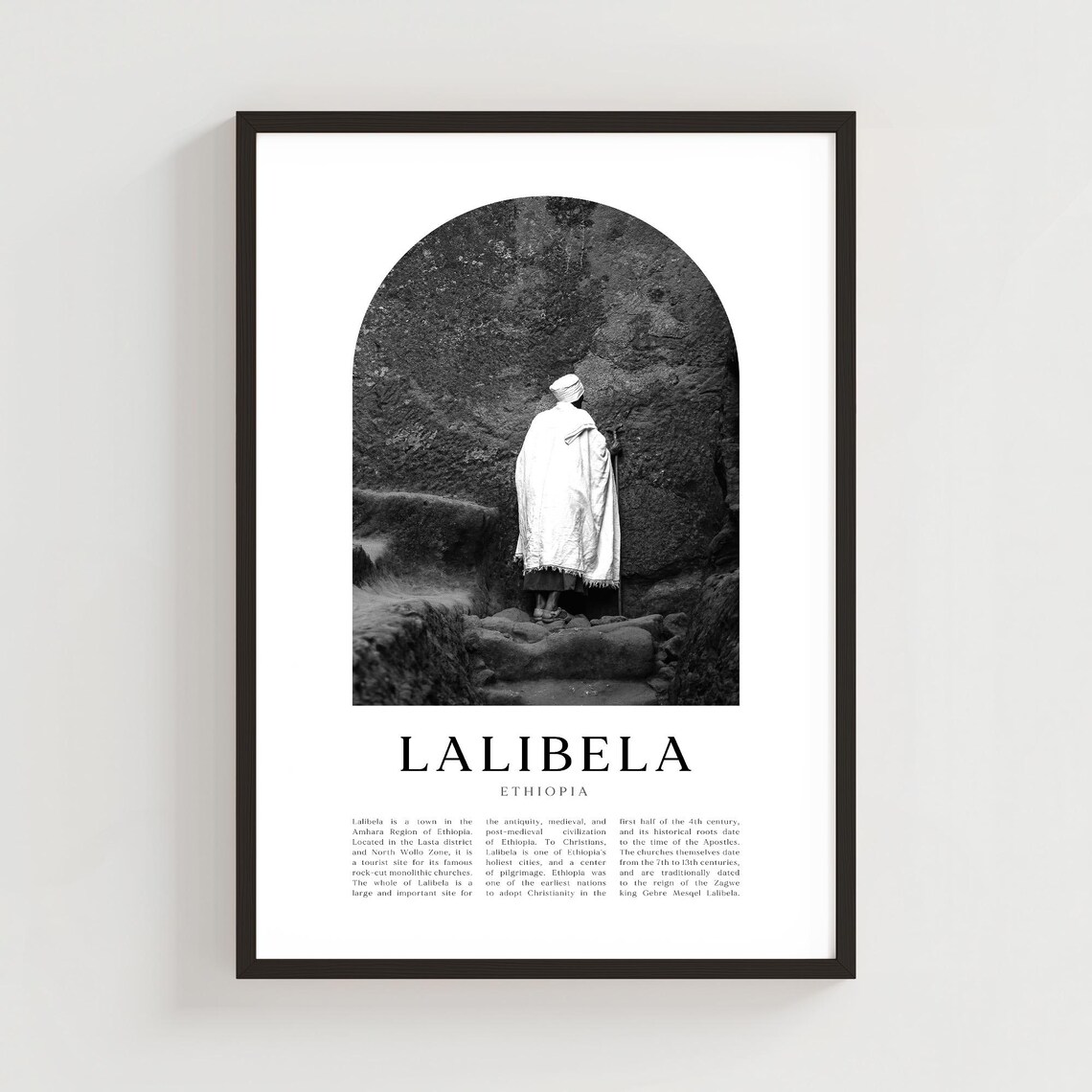 Lalibela Ethiopia Rock Church Pilgrim Black and White Poster