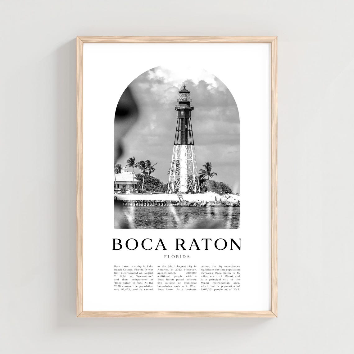 Boca Raton Florida Lighthouse Black White Arched Photo Poster
