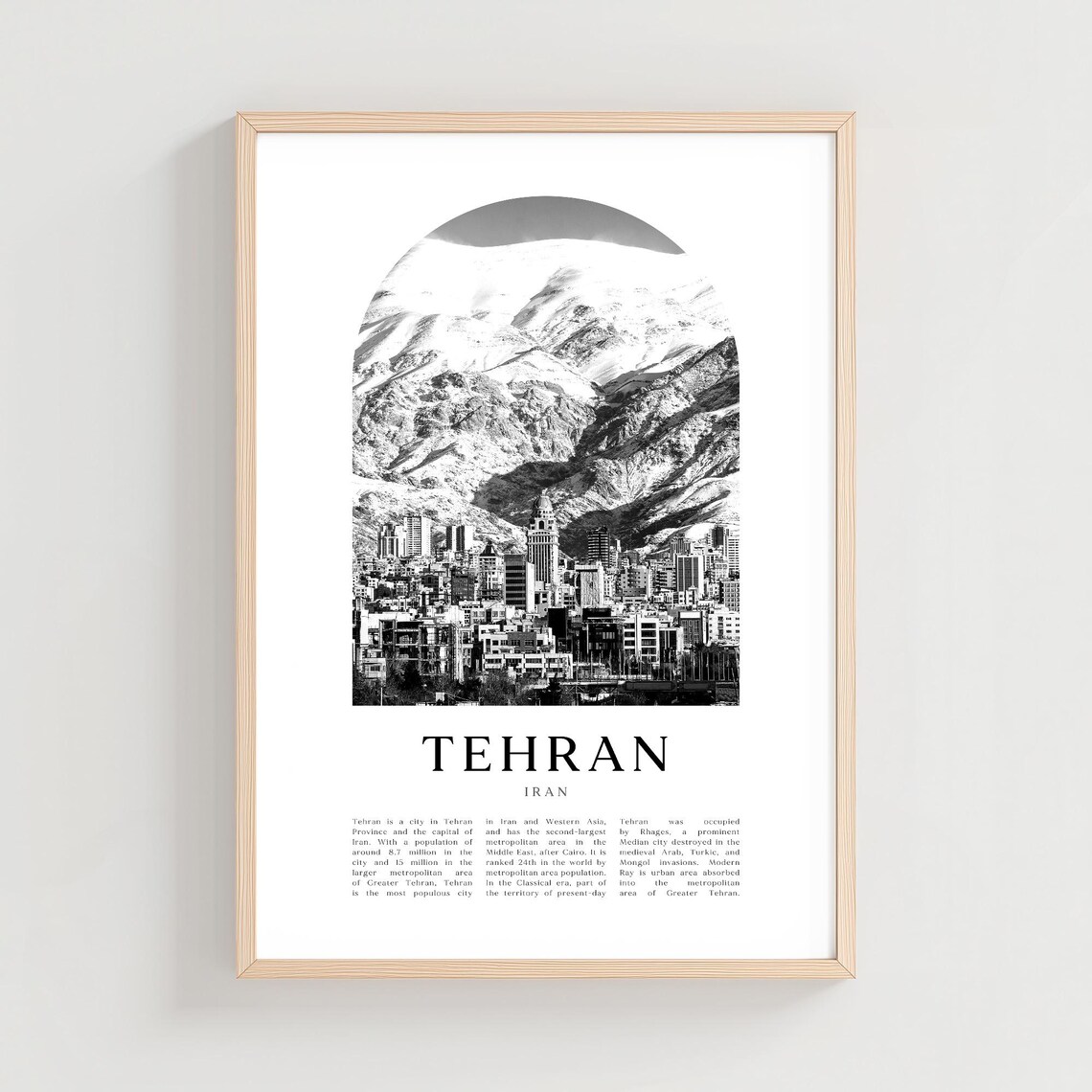 Tehran Iran City Beneath Snowy Mountains Photo Travel Poster