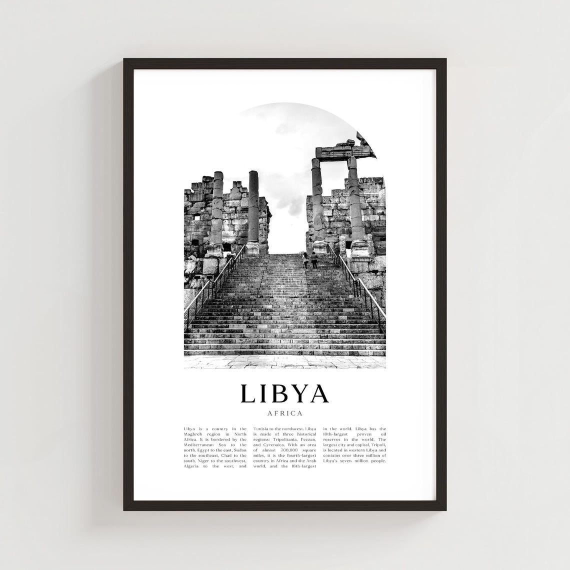 Libya Africa Black and White Ancient Ruins Photography Wall Art