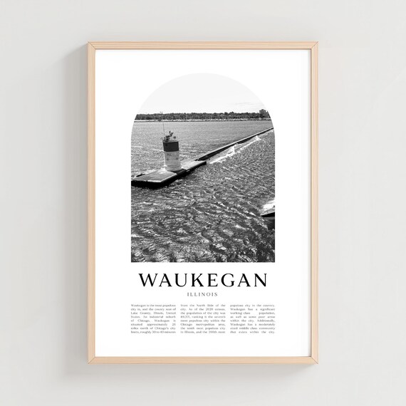 Waukegan Illinois Harbor Lighthouse Black White Photo Poster