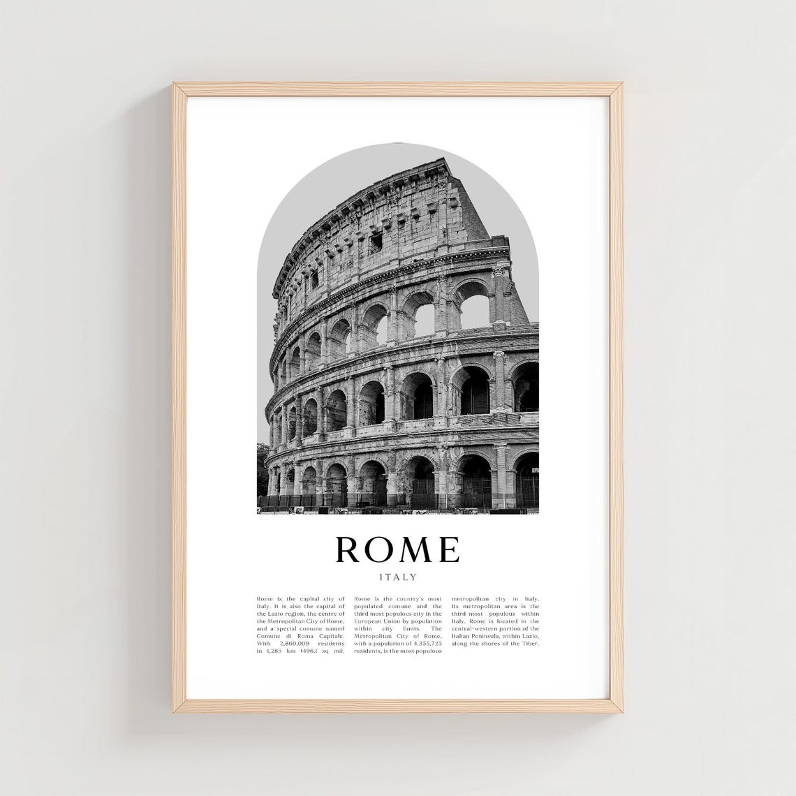 Rome Italy Colosseum Black and White Photography Poster Edition