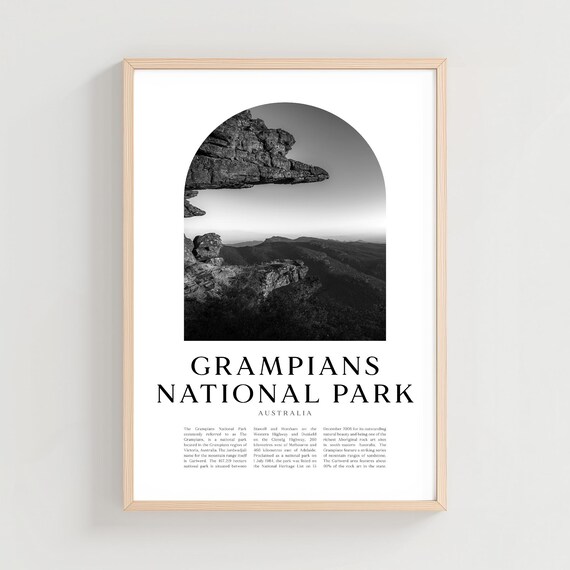 Grampians National Park Black and White Rocky Overhang Poster