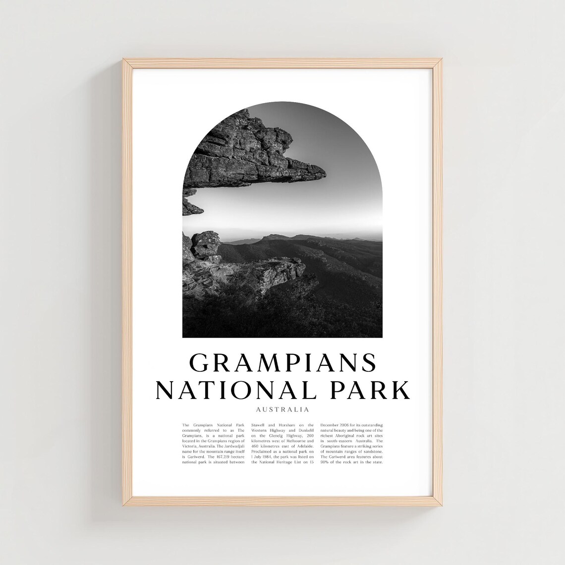 Grampians National Park Black and White Rocky Overhang Poster
