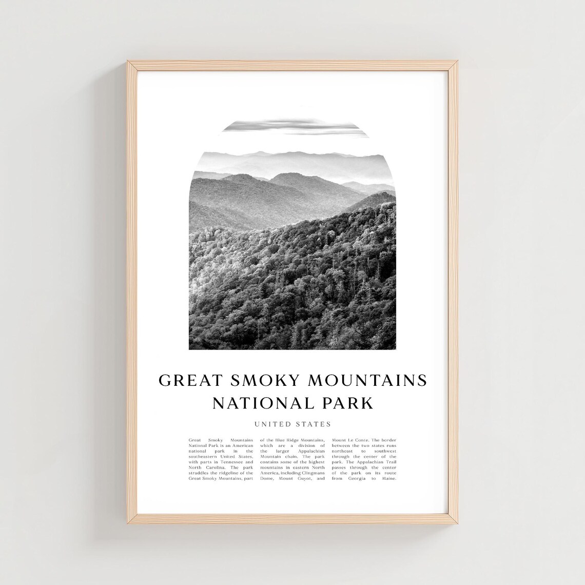 Great Smoky Mountains National Park Ridge Arch Photo Travel Poster