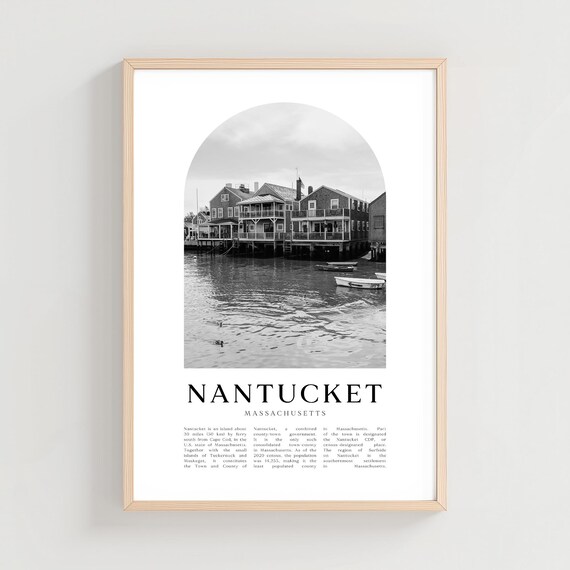 Nantucket Massachusetts Harbor Houses Black White Photo Poster