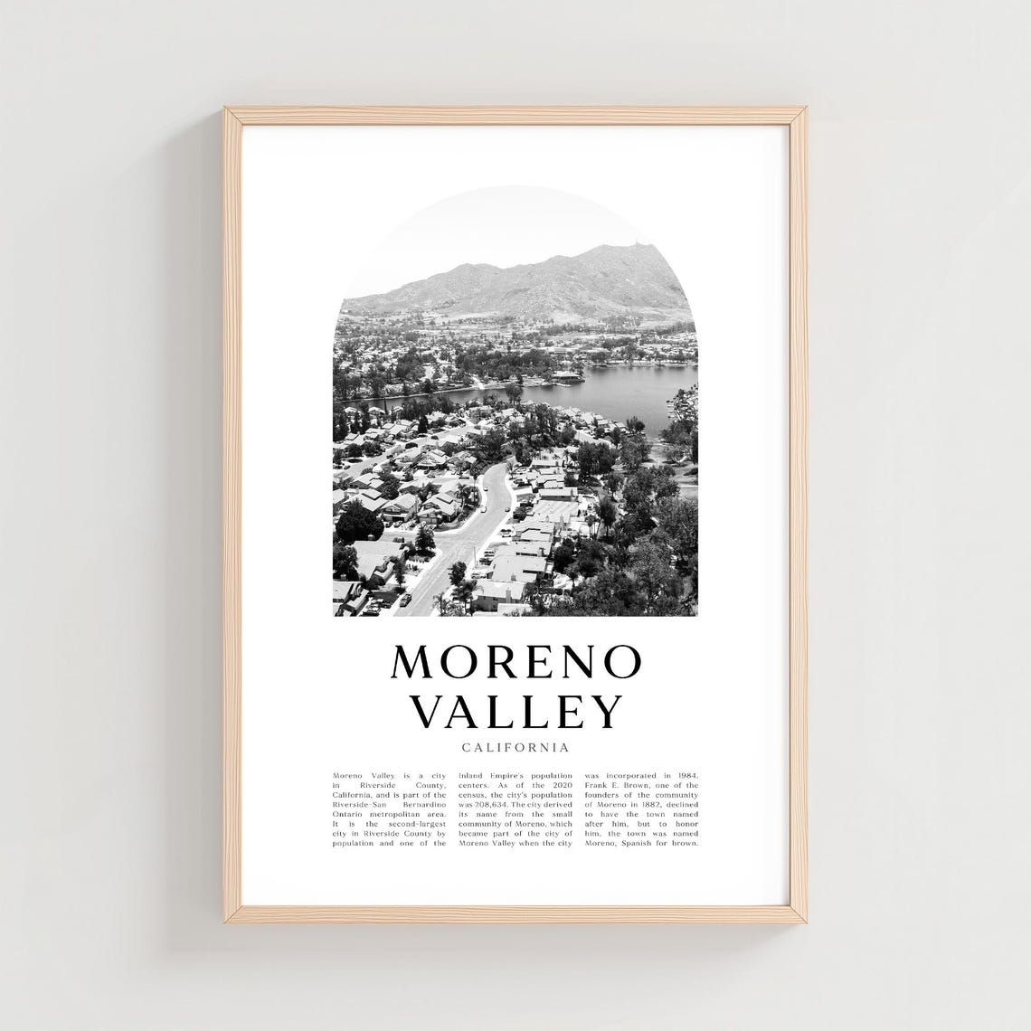 Moreno Valley California Aerial Black and White Photo Arch Poster