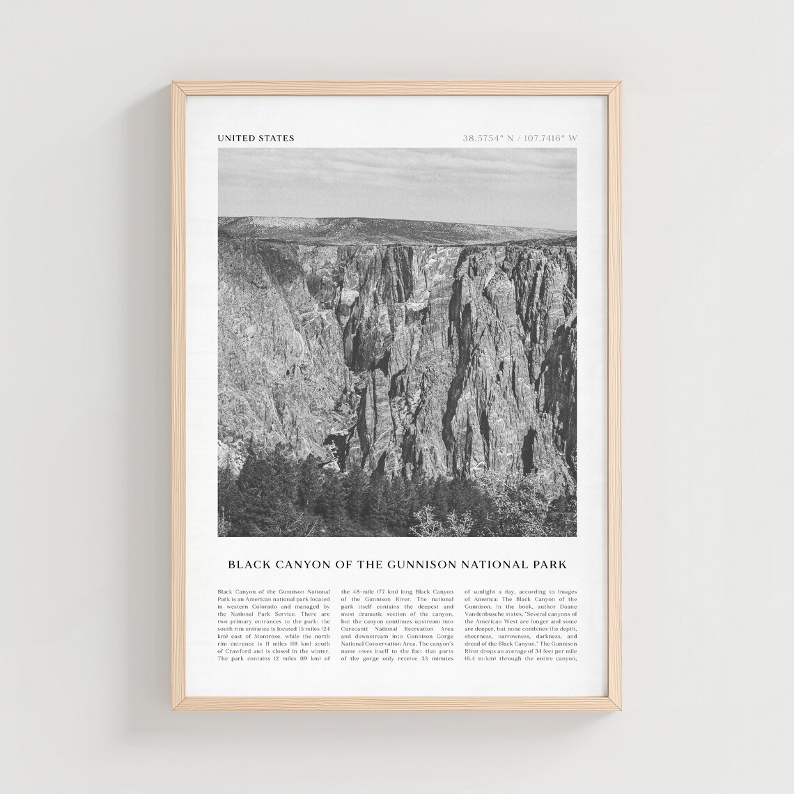 Black Canyon Of Gunnison National Park Colorado Cliffs Travel Poster