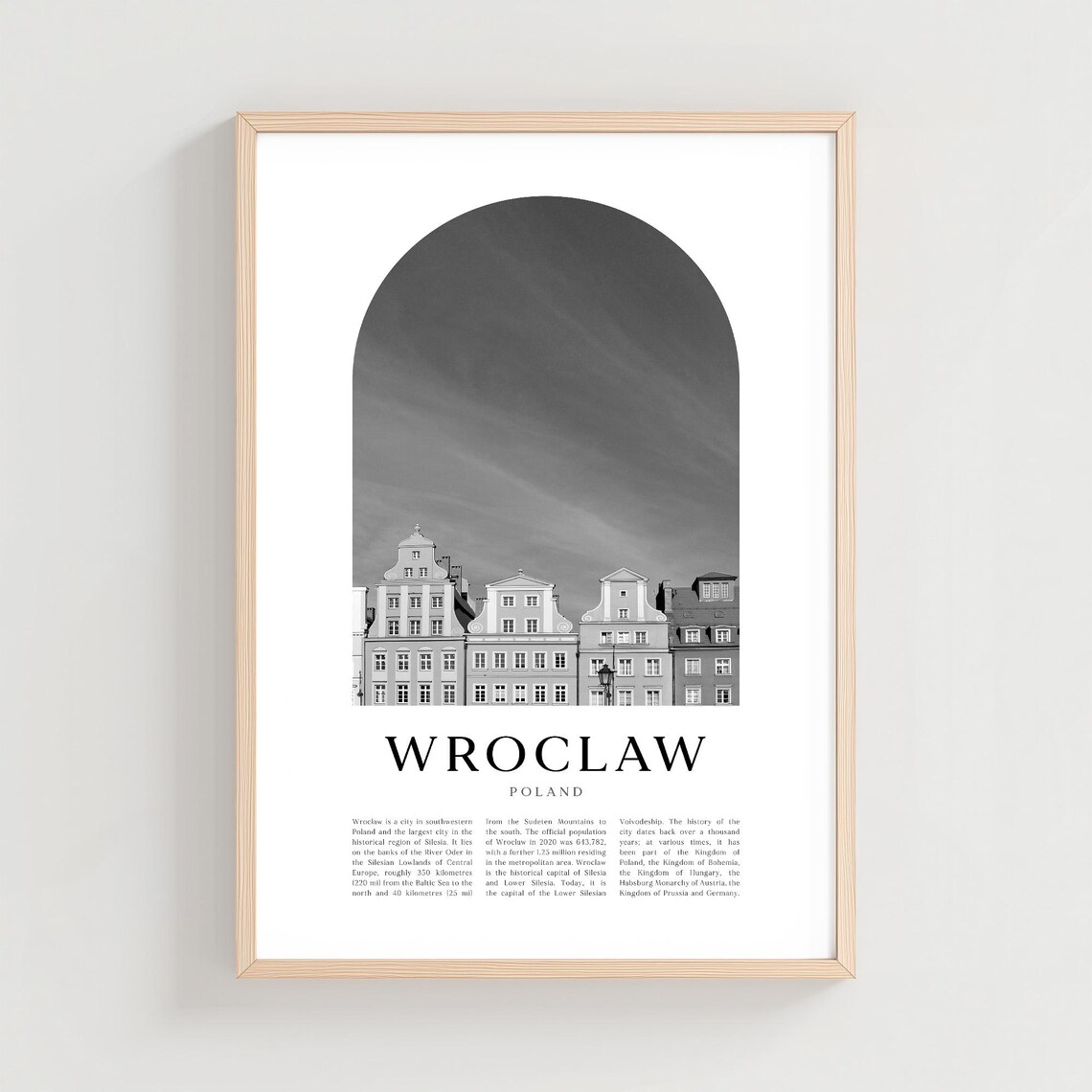 Wroclaw Market Square Gabled Houses Black and White Poland Poster