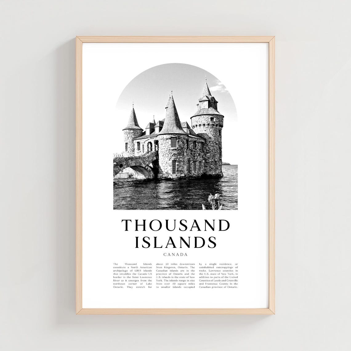 Thousand Islands Historic Castle Black And White Photography Poster