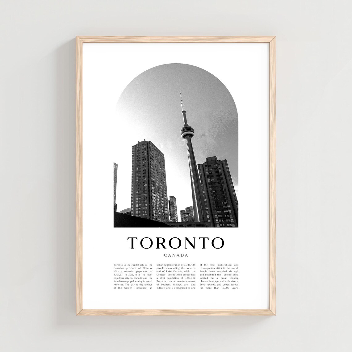 Toronto Canada CN Tower Black And White Arch Photography Skyline Poster